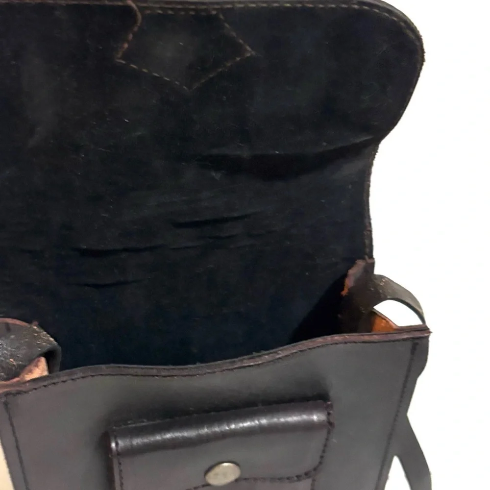Handmade Elegant Brown black Leather Crossbody Bag